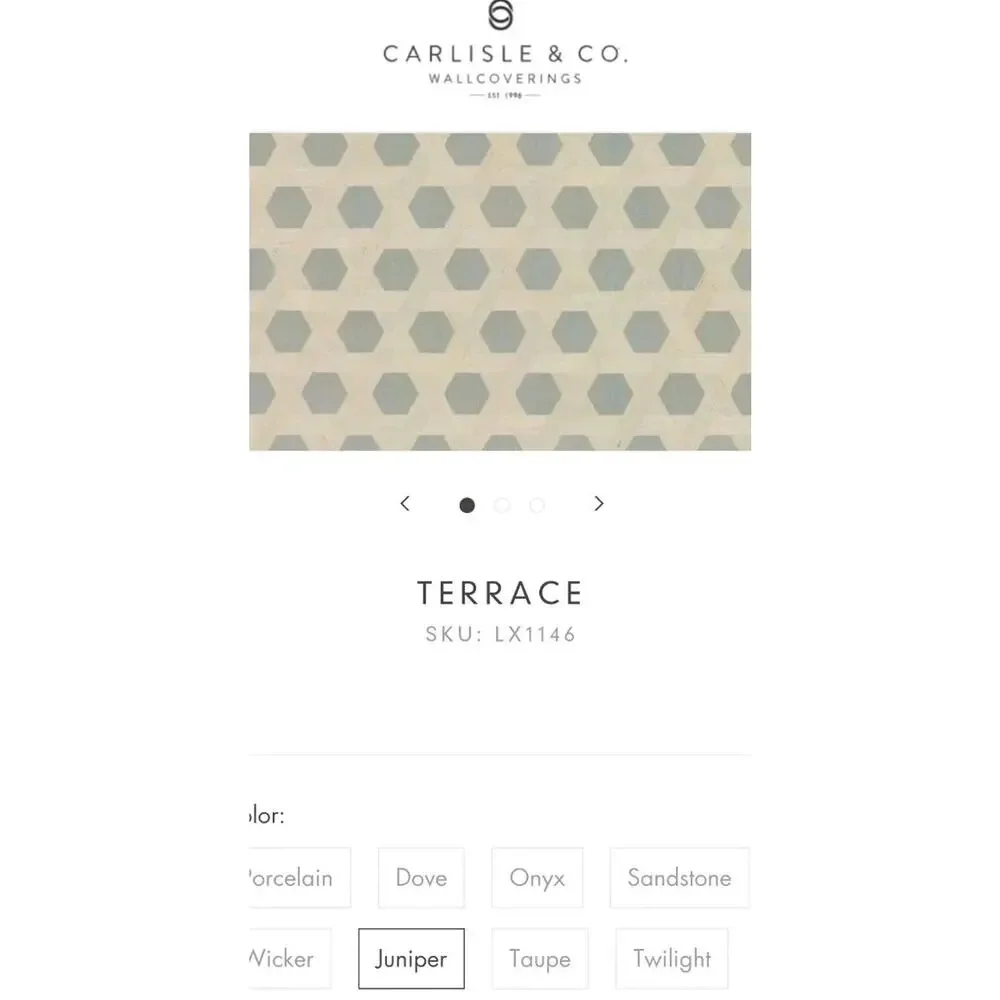 Carlisle & Co Wallcovering Terrace LX1146 Juniper. 8yd Roll